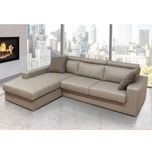 SALOON ROMA CON PENINSULA SINISTRA IN TESSUTO BEIGE - Product Image 1