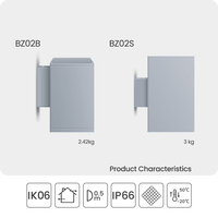 Aplique de pared decorativo de aluminio, luz de pared LED para interiores y exteriores, forma cuadrada hacia arriba y hacia abajo, resistente al agua para dormitorio