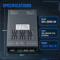 ZGQNYI QYL-2500-72 2500W 72V 34.7A 220VAC Alimentation à découpage AC/DC à tension et courant constants réglables pour chargeur de batterie intensif