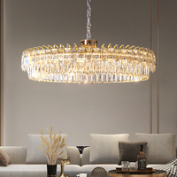 Salon Suspension Chambre Villa Or Led Moderne Grand Lustre En Cristal De Luxe Lumières