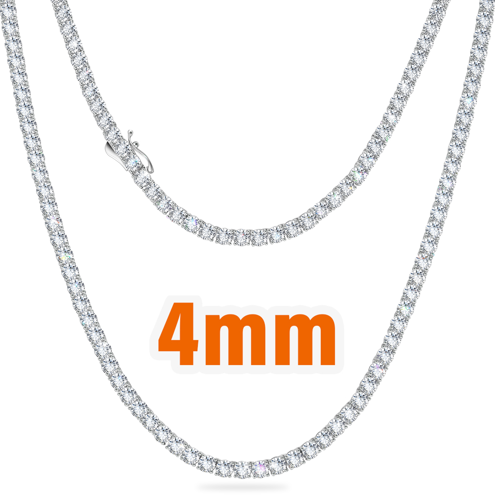 4mm-collana d'oro bianco