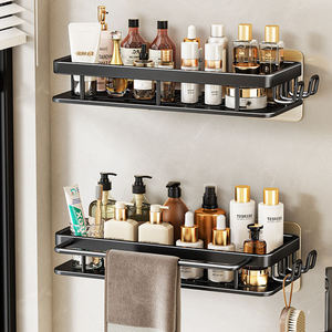 Estante organizador para ducha, estante autoadhesivo negro, estantes de <span class=keywords><strong>baño</strong></span>, cesta, estante de pared para accesorios de <span class=keywords><strong>baño</strong></span> - Product Image 1