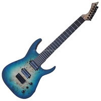 Flyoung Blue Burst 7 Strings Electric Guitar Stringed Instruments Burl Maple Veneer Guitar