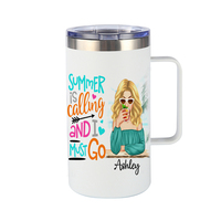 Mug isotherme classique Htpmart en acier inoxydable de 24 oz avec poignée et couvercle, finition mate, gravure UV/laser, affichage de la température