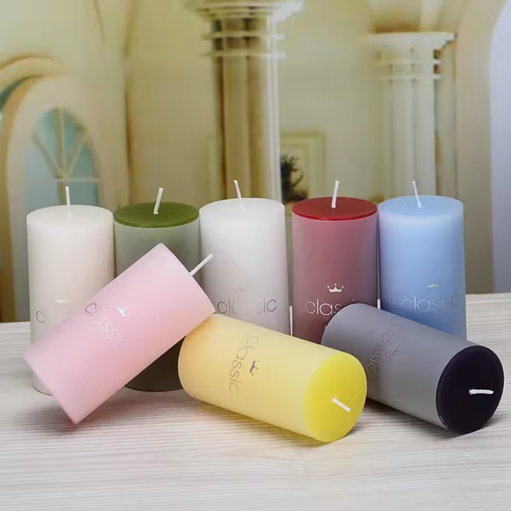 Hot Sale Pillar Candle Holder White Ivory Pillar Paraffin Wax Candles for Home Garden Wedding Parties Birthday Decoration