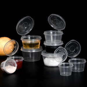 Gobelet à sauce transparent en PP à paroi simple avec couvercle à charnière, tailles de portions de 0,5 oz à 4 oz pour condiments et emballages alimentaires <span class=keywords><strong>WellPack</strong></span> - Product Image 1
