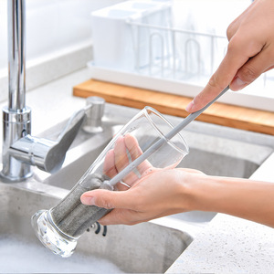 Long <b>Handle</b> Cup Brush <b>Sponge</b> Head Bottle Cleaning Brush For Glass Teacup Thermos Household Use - Product Image 1
