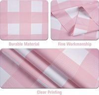Lot de 3 nappes à carreaux gingham rose et blanc 54x108 pouces, imperméables, jetables, en plastique, pour fête d'anniversaire
