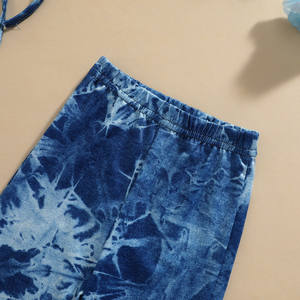 1-6y moda de verano niños niñas 2 uds conjuntos de ropa Tie-dye impreso manga larga vendaje camisetas + Pantalones ropa - Product Image 5