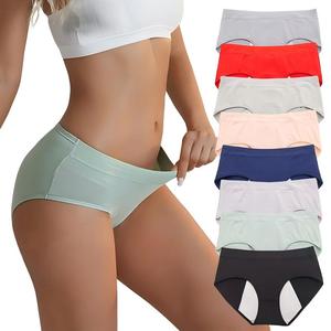 Braguitas <span class=keywords><strong>Menstruales</strong></span> de Algodón de 8 Colores, Corte Alto, Uso Diario, 3 Capas, a Prueba de Fugas, para Mujer, Disponibles en Stock, Directo de Fábrica - Product Image 1