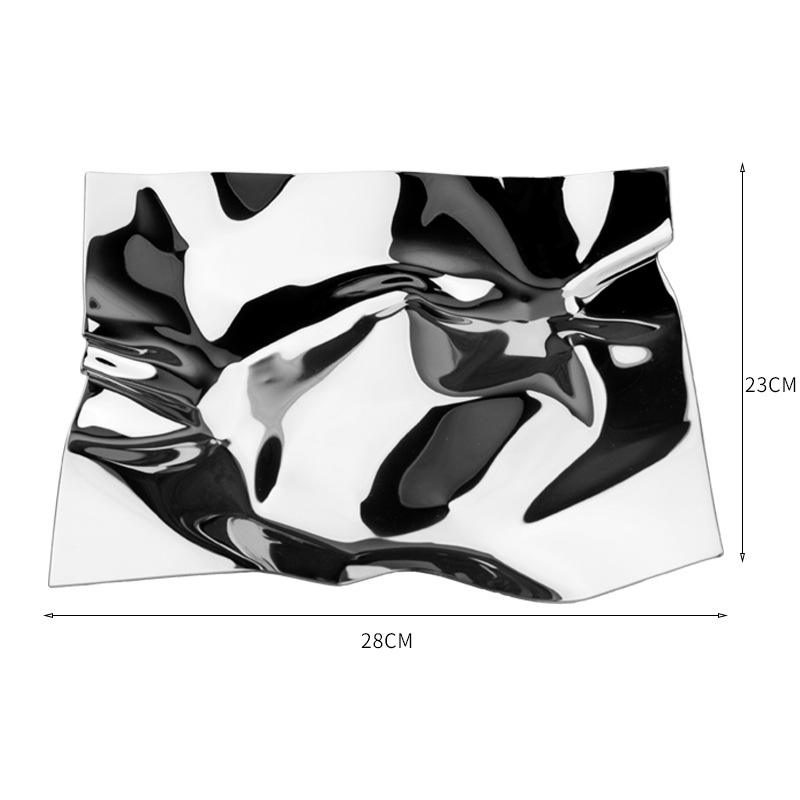 จานผลไม้ทรงไม่สมมาตร - สีเงิน ขนาดใหญ่