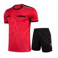 Seragam Wasit Sepak Bola Set Musim Panas Jersey Poliester Lengan Pendek untuk Wasit Perlengkapan Profesional untuk Pertandingan Sepak Bola dan Latihan