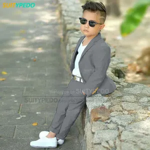 Bleu enfants garçons pantalons deux pièces ensemble enfants baptême mariage bal Costume bébé garçon élégant robe adolescent fête Costume - Product Image 4