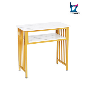 Table de manucure HONGZI à double niveau, imitation marbre, cadre doré, station de manucure pour salon - Product Image 5