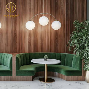 Set di Tavoli e Sedie in Marmo Bianco Ron Group per Caffè e Ristoranti, con Divanetti Curvi Verdi per Arredamento <span class=keywords><strong>Ristorante</strong></span> - Product Image 3