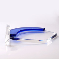 Plaque de récompense en verre personnalisée par sublimation, logo artisanal, couleur bleue, gravée, trophée en cristal de verre, prix abordable