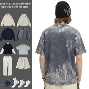 เสื้อยืดผู้ชายผ้าคอตตอน 100% หนัก 300 กรัม รุ่น TKAN778D ล้างแบบวินเทจ คอกลม ทรงหลวม เรียบง่าย ไม่มีลาย สำหรับสตรีทแวร์ - Product Image 1