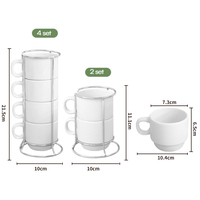 Lot de 4 mugs à café en céramique mignons avec support métallique et grande surface vierge pour sublimation par transfert thermique, vente en gros OEM/ODM, livraison rapide
