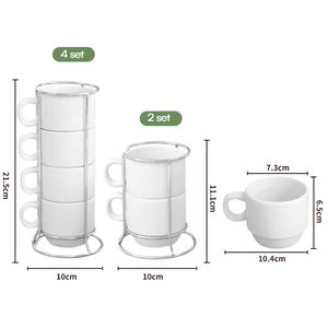 Regalo para el Día de la Madre Juego de Tazas de Café de Cerámica Lindas con Logo Personalizado y Soporte Metálico para 4 Tazas en Blanco para Sublimación por Transferencia de Calor Grande - Product Image 4
