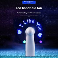 Ventilateur portable LED lumineux avec écran de texte, rechargeable par USB, mini, lumières clignotantes, respectueux de l'environnement, Diwali, Pâques