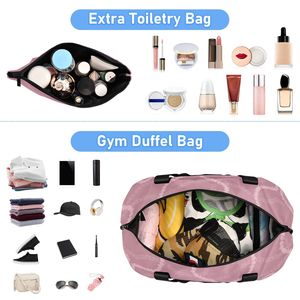 Sac de voyage à bandoulière imprimé Hawaïen Pikake Lei rose avec compartiment humide, sac de sport 2 pièces avec compartiment à chaussures - Product Image 2