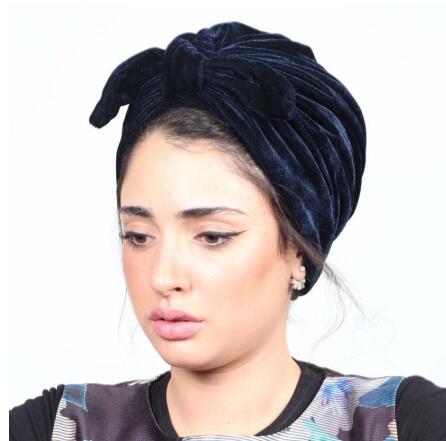 Acanalado liso-gorros con turbante anudado de conejo para Acanalado liso-gorros con turbante anudado de conejo para