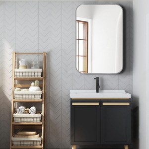 <b>Silver</b> Metal Framed Rectangular Wall <b>Mirror</b> 24x36 Inch For Bathroom Decor - Product Image 2