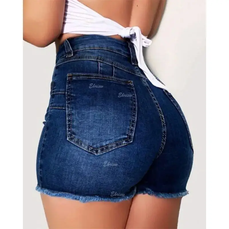 Женские повседневные эластичные джинсовые шорты Fajas Colombianas
