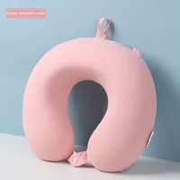 Oreiller de voyage en forme de U personnalisable avec logo, en soie glacée et mousse à mémoire de forme, portable, confortable, à récupération lente, pour l'été et les voyages en avion