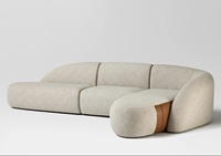 Canapé modulaire sectionnel trois places de luxe en crème française, design moderne et simple, tissu nuage droit, éponge de mouton, hôtel, villa, bois