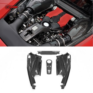 แผงห้องเครื่องยนต์คาร์บอนแห้งแบบ OEM ชุดเต็มสำหรับ Ferrari 488 GTB แผ่นปิดห้องเครื่องคาร์บอนเงา จัดส่งโดยตรง - Product Image 1