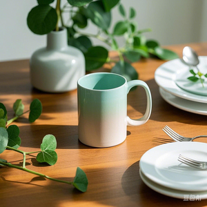 Taza <span class=keywords><strong>de</strong></span> café creativa <span class=keywords><strong>de</strong></span> color macarrón con gradiente <span class=keywords><strong>de</strong></span> cerámica moderna superpuesta rosa azul crema verde brillante estilo Ins con color personalizado - Product Image 6