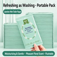 Papier toilette humide jetable, emballé individuellement, en matériau spunlace, 160x150mm, parfum jasmin, pour hôtels et maisons d'hôtes