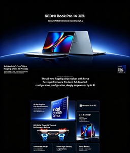 Tablet PC Xiaomi 2026, Xiaomi Redmi <span class=keywords><strong>Book</strong></span> <span class=keywords><strong>Pro</strong></span> 14, Procesador Intel Core Ultra, 2.8K, GPU 122 TOPS3, Cargador Rápido de 100W, Laptop Empresarial - Product Image 3