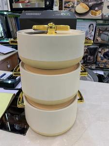 Juego de Tazones para Servir con Retención de Calor Avanzada, con Tapa con Barra en T Dorada Única, Calentador de Alimentos con Aspecto de Mármol para Comidas Festivas - Product Image 3