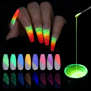 BIN Produk Kuku Label Pribadi Oem 8Ml DIY Nail Art Gel Pernis Uv/Led Bercahaya Spider Gel Poles Cahaya Dalam Gelap