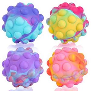 Toysrunner 3D Bubble Stress Relief <b>Pop</b> Ball Fidget Toys <b>Push</b> Portable PVC & Silicone Popping Squeeze for 5-7 Years Rainbow - Product Image 4