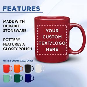 Mug à café sur mesure, mug cylindrique en céramique personnalisable de 11 oz avec logo pour la promotion, cadeaux d'affaires - Product Image 2
