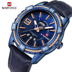 Montre à quartz bleue NAVIFORCE 9117 pour homme, étanche, décontractée, sportive, bracelet en cuir, montre-bracelet pour homme, mode - Product Image 2