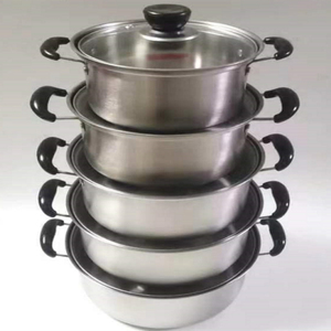 Lot de 10 marmites à soupe en acier inoxydable au design classique avec couvercle en verre prix bon marché batterie de cuisine poignées en métal colorées vente en gros - Product Image 3
