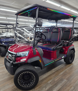 Electric <b>Golf</b> Cart 4 Wheels 24V Lithium Battery Double Motor 400W Modern Style Red Roof Black Seats - Product Image 5