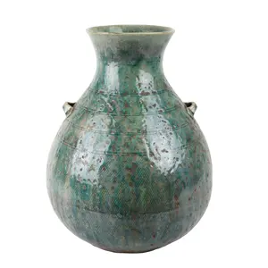 RZSP08 Jingdezhen Green color glazed ceramics for living room decoration antique porcelain pottery vase