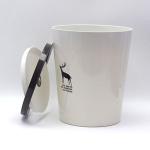 Cylindrical Swing <b>Lid</b> Trash Can Large Capacity Indoor Waste <b>Bin</b> White Khaki Color - Product Image 4