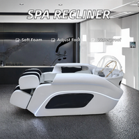 Fauteuil de massage multifonctionnel moderne en cuir PU pour salon de coiffure et spa, avec bac en céramique et repose-pieds réglable pour salle de bain