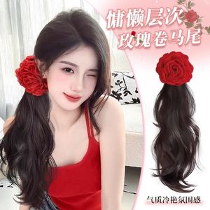Extensiones de Cabello Ondulado en Capas con Cola de Caballo, de Fibra de Alta Temperatura, Estilo Miss, Tono de Piel Natural, para Cualquier Forma de Rostro - Product Image 1