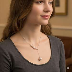 Collar de Plata de Ley 925 de Lujo Zhuji, Colgante de Princesa Sirena, Cadena en Forma de Y, Sonrisa, Camino de Luz, Cadena de Clavícula de Cuerpo Completo, Perla - Product Image 4