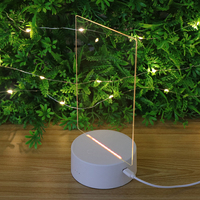 Lámpara Nocturna Acrílica DIY con Base de Luz LED ABS, Luz Cálida, Tablero de Mensajes Acrílico Borrable en Blanco, Lámpara Nocturna con Bolígrafo