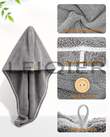 Bonnet de séchage des cheveux avec logo personnalisé, serviette en microfibre pour cheveux avec bouton, toucher doux, séchage rapide, bonnet de douche doux pour femmes, bonnet pour cheveux