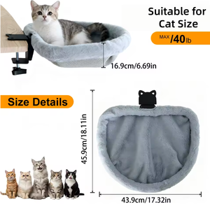 Cama de Escritorio Semicircular para Gatos, Plegable con un Clic, Hamaca para Gatos, Ahorra Espacio - Product Image 4
