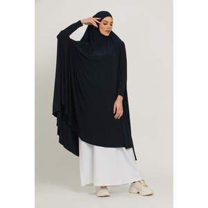 Премиум трикотаж молитвенный абайя темно-синий скромный традиционный стиль для лета Свободный размер плюс размер платье <span class=keywords><strong>Khimar</strong></span> - Product Image 4